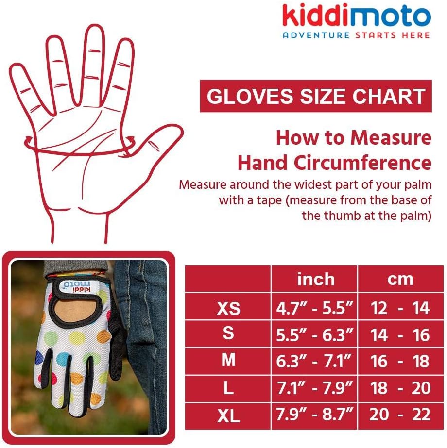 KIDDIMOTO Prime Sale Day Kids Cycling Full Finger Gloves - for Kids Bike, Balance Bike, Scooter (Gloves for Girls and Boys) | Available in Different Designs (Pastel Dotty, Large): Sports & Outdoors