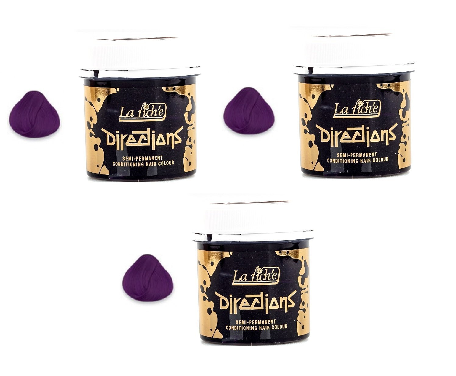 La Riche Directions Semi-Permanent Hair Colour Dye in Plum Tone - 3 Pack