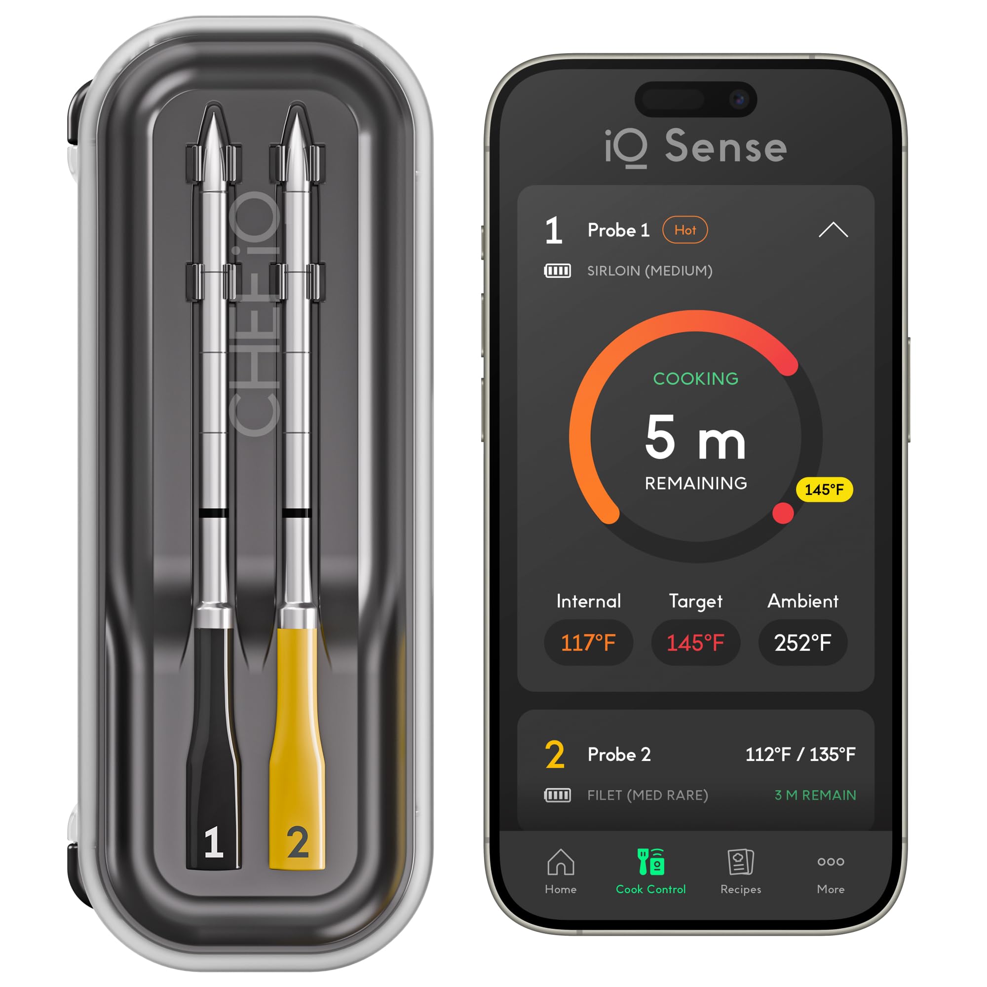 Photo 1 of CHEF iQ Sense [2025 Model] | Smart Wireless Meat Thermometer | 2 Ultra-Thin Probes | WiFi Unlimited Range | 1000°F Heat Safe | 5 Sensors | BBQ, Grill, Oven, Smoker, Air Fryer | Gen3