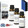 3Pcs Crystal Coating for Car, Plastic Parts Crystal Coating, Easy to Use Car Refresher,Long Duration Refurbishing Agent with Sponge