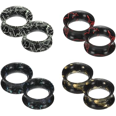 Lot 9 Paires Bouchons D’Oreilles Acrylique UV Double Évasé – Tailles 8g à 1″ – Clairs – Expandeurs Tunnels Piercing Oreille