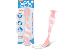 Bumco Baby Bum Brush - BPA-Free Diaper Cream Spatula with Suction Cup Base, Soft & Flexible Silicone, Wipe-Clean, Mom-Invented Diaper Bag Essentials (Light Pink Swirl)