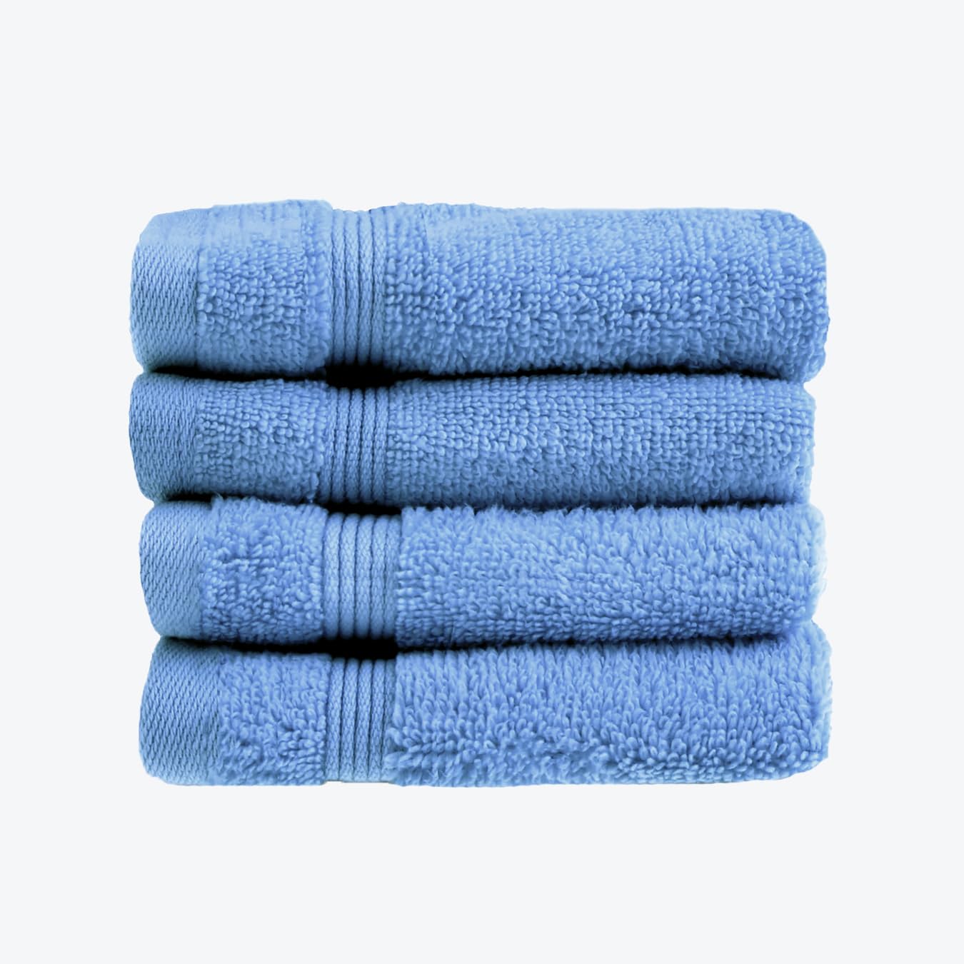 Allure Zero Twist Face Cloths Pack of 4 30 x 30cm, 100% Egyptian Cotton Flannels (Cornish Blue)