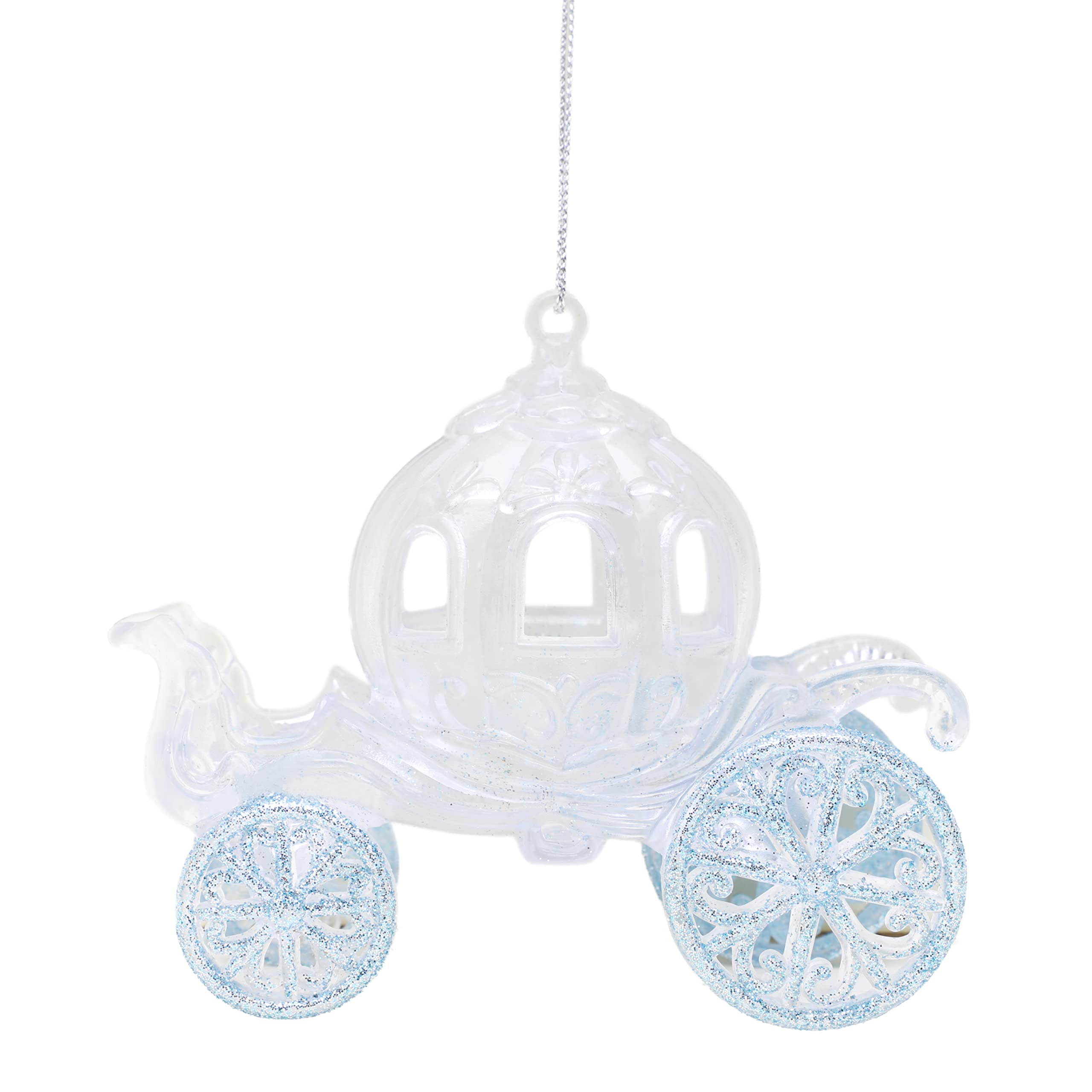 Christmas Concepts® 10cm Glitter Decorated Princess Carriage Decoration (ICE BLUE, 1)