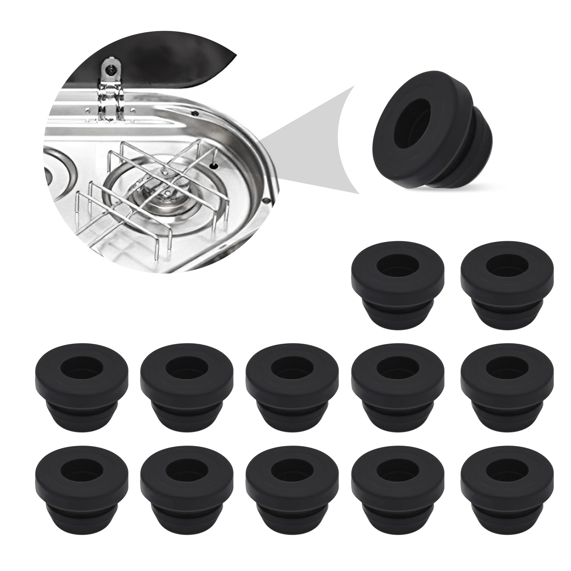 PHATRIP Pack of 12 Rubber Grommet Guides Rubber Feet Rust Rubber Feet Protective Rubber Grommet Guides for RV Cookers Compatible with Dometic, Smev and Thetford 5mm Rods