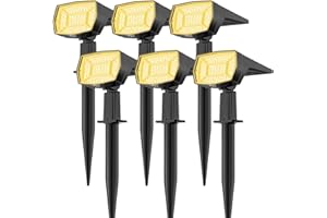 Fabrito 72 LEDs Solar Spot Lights Outdoor Waterproof, 3 Modes Landscape Spotlights, Dusk to Dawn Solar Powered Flood Wall Lights for Outside, Solar Garden Lights for Yard Porch 6 Pack (Warm White)