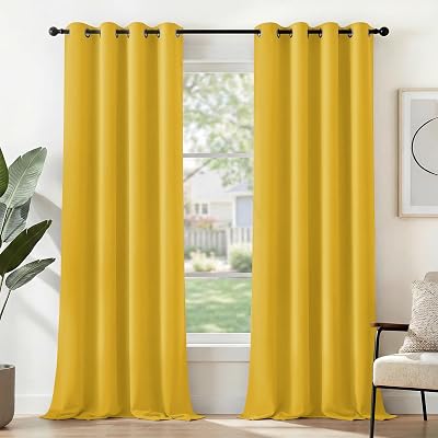 Deconovo Window Curtains Thermal Insulated Eyelet 2 Panels 55 x 106 Inch Mellow
