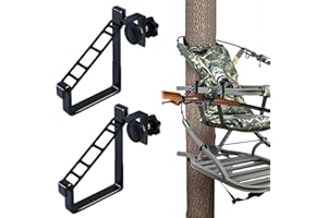 Mofuiry 2 Pack Metal Heavy Duty Tree Stand Gun Holder Rustproof Hunting Bow Holder Treestand Gun Rest Rifle Holder for Climbing Tree Stand Hunting, Adjustable Universal Treestand Gear Hanger