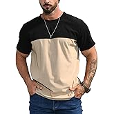 Verdusa Men's Casual Color Block T Shirts Short Sleeve Crew Neck Summer Tee Tops