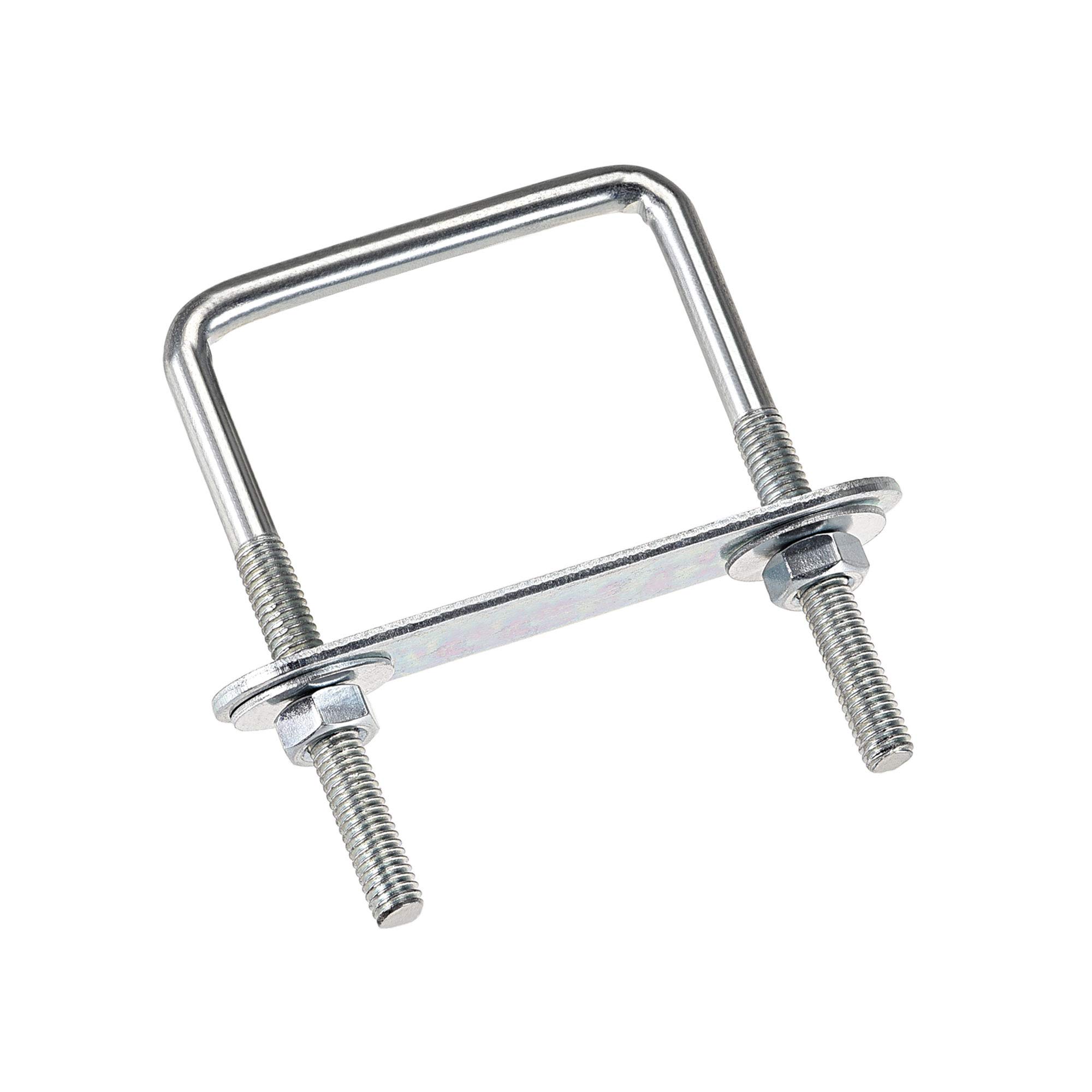 sourcing map Square U-Bolts 2"(50mm) Inner Width Carbon Steel M6 with Nuts, Frame Plate, Round Washers