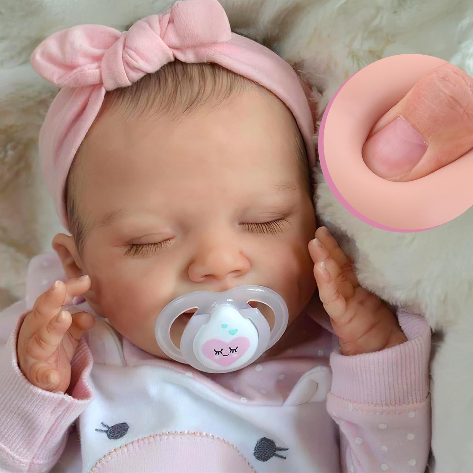 Photo 1 of BABESIDE Silicone Baby Doll - 20-Inch Lifelike Reborn Baby Dolls Sweet Smile Realistic-Newborn Real Life Sleeping Girl with Toy Accessories Gift Set for Kids