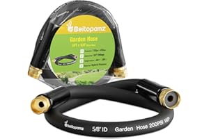 Beitopamz Short Garden Hose 3 ft x 5/8 in Male to Female Heavy Duty Small Water Hose Extender Connector, Lightweight Hybrid Hose, Solid Fittings Leakproof Rubber Leader Hose, Drinking Water Safe Black