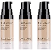 3 Pack Pro Full Cover Liquid Concealer, Waterproof Smooth Matte Flawless Finish Creamy Concealer Foundation for Eye Dark Circles Spot Face Concealer Makeup, Size: 3&times;6ml/0.20Fl Oz, Light Natural