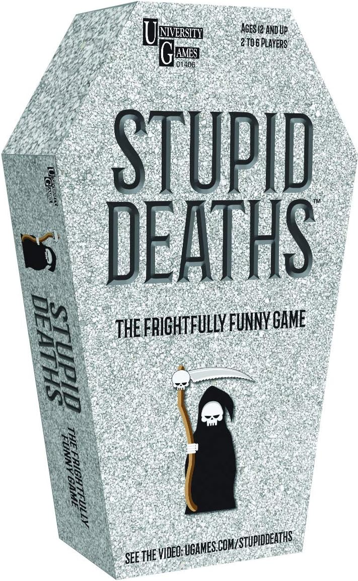 University Games Stupid Deaths Coffin Tin Game, Large, Grey