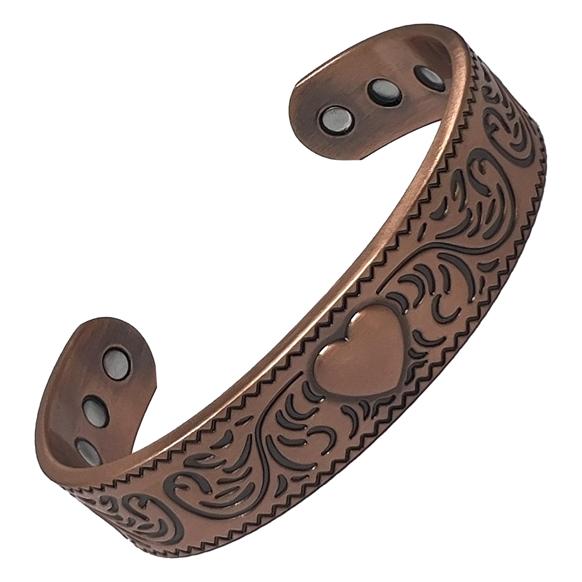 MnB Magnetics Copper Magnetic Bracelet in an Intricate Heart Design with High Strength Magnets - Friendship Bracelet