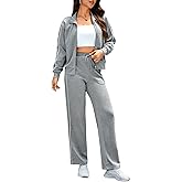 Totatuit Women 2 Piece Lounge Sets Sweatsuit 2025 Fall Long Sleeve Zip Up Sweatshirt Wide Leg pants Tracksuit Travel Outfits