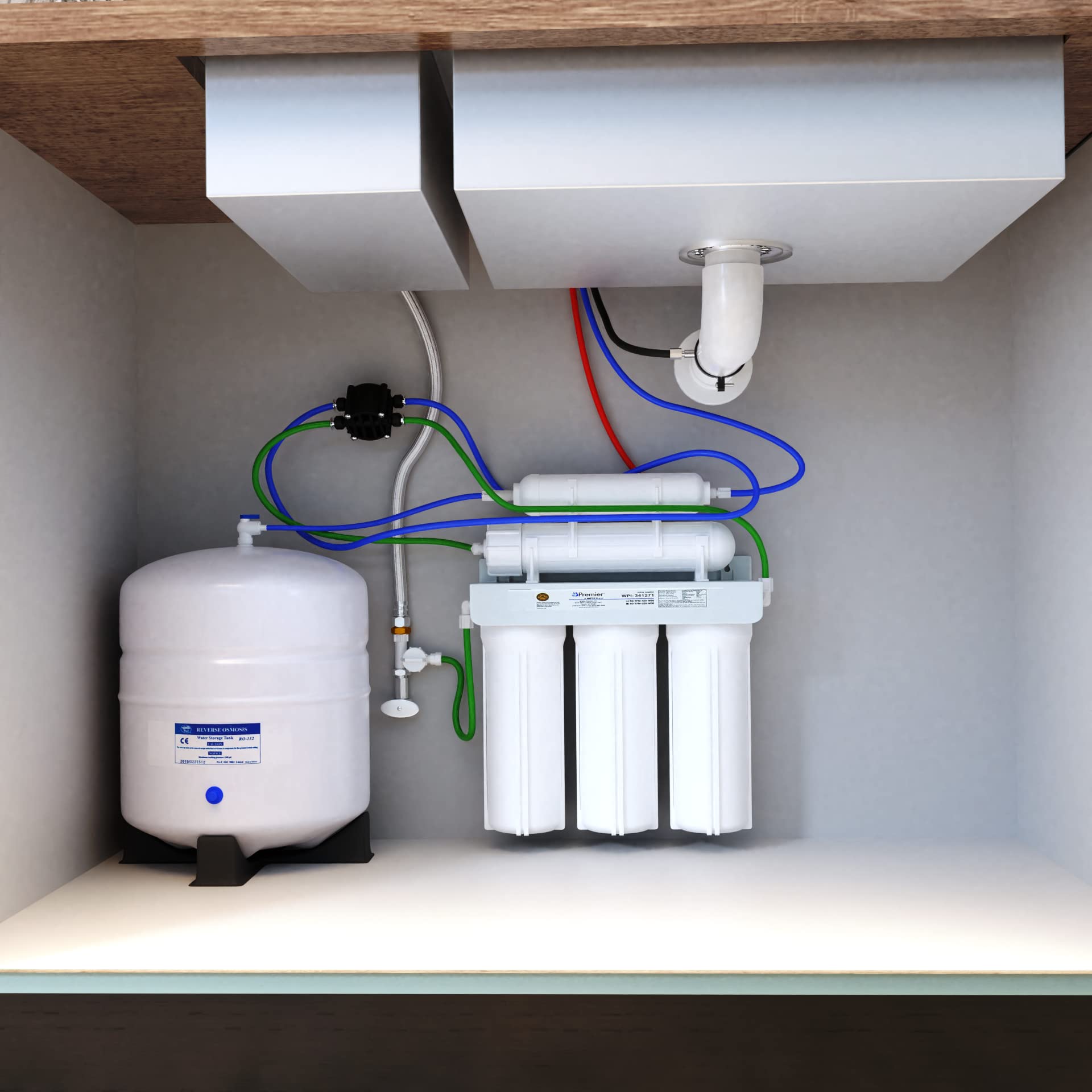 Watts Premier 5SV 5 Stage Reverse Osmosis System, Chrome Air Gap Faucet, 3 Gallon RO Storage Tank, Sediment Filter, 2 Carbon Block Filter, Membrane, GAC Inline Filter