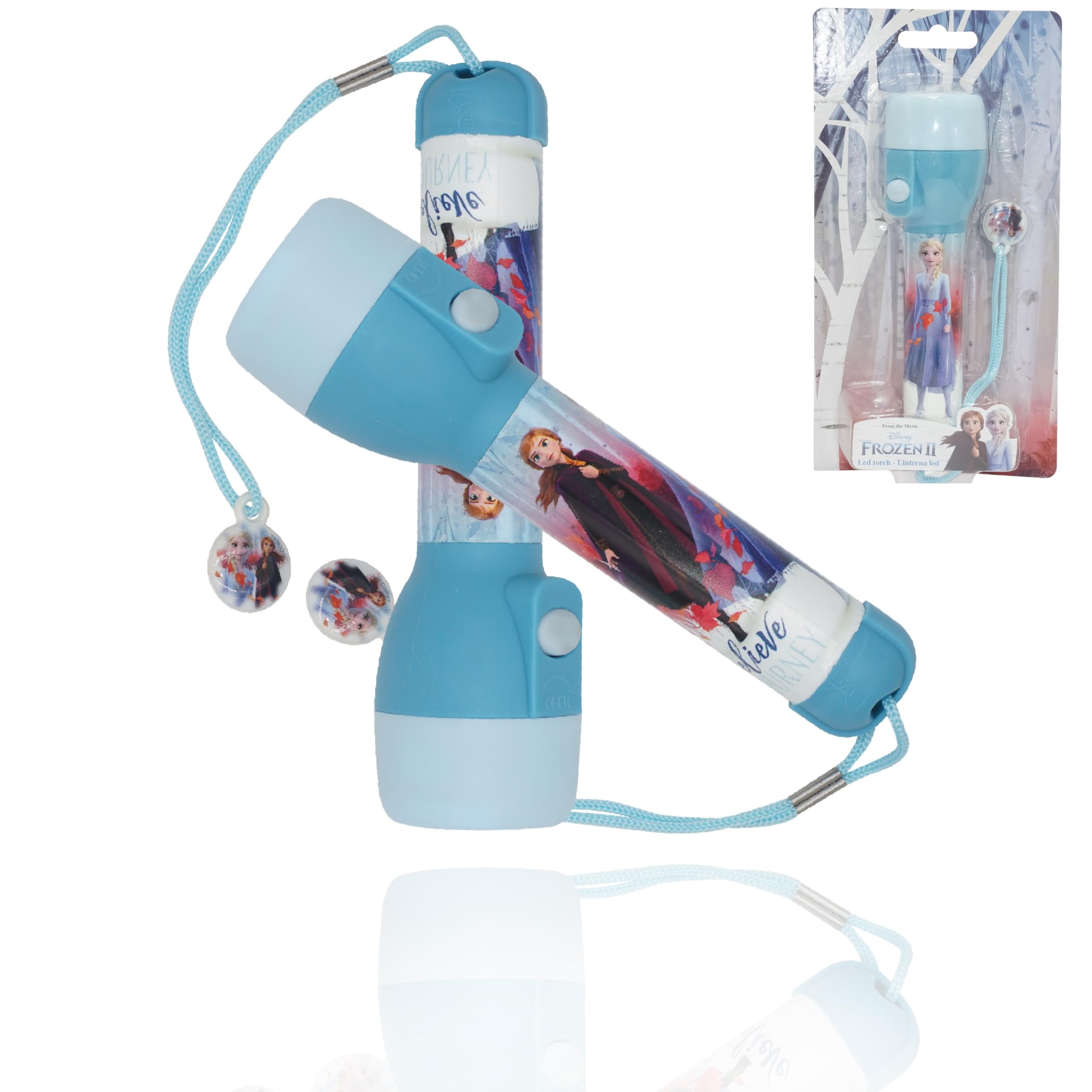 Kids Licensing Frozen LED Big Torch, Water-Resistant, Easy Grip, 16cm Plastic Flashlight for Outdoor Adventures, Camping, and Emergency Use - Durable Design | Luminous Range: 3.5 Meter