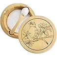 ThougrLyh Salt Box Bamboo Salt Container with Lid and Spoon Bird Pattern Cellar with Magnetic Lock Swivel Lid Pepper Sugar Sea Salt Spice Seasoning Holder Keeper 12oz Capacity