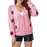 Timathous Women's Long Sleeve V Neck Loose Short Cardigan Sweater 2025 Button Down Jacquard Knit Outwear Coat