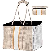 Hirooms Neoprene Bag Large Multipurpose Beach Bag Neoprene Tote Bag Stylish Gym Women Shoulder Bag With Small Purse