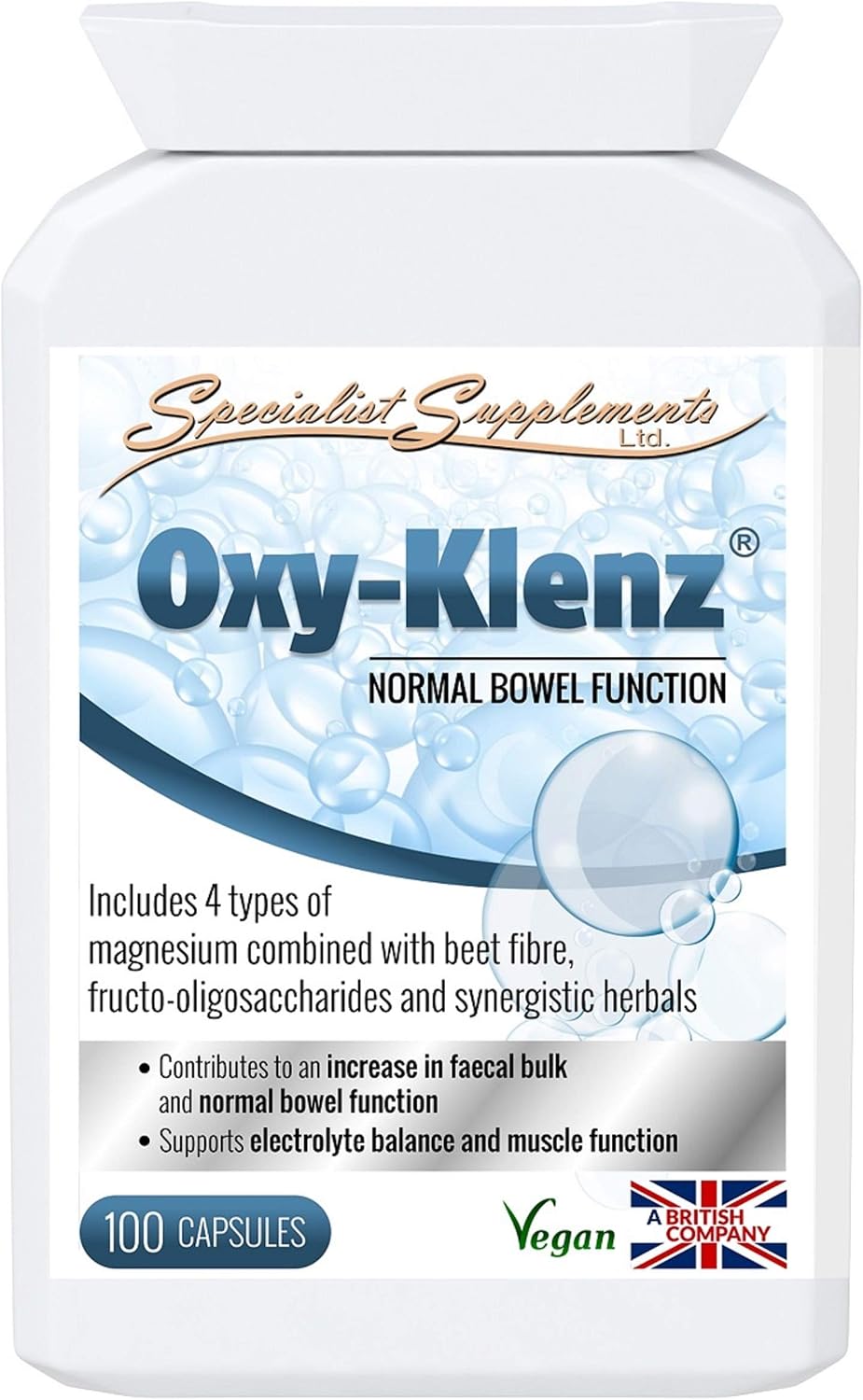 Specialist Supplements Oxy-Klenz Healthy Bowel Function 100 Capsules (Pack of 2), White, 100 count (Pack of 2) - Image 3