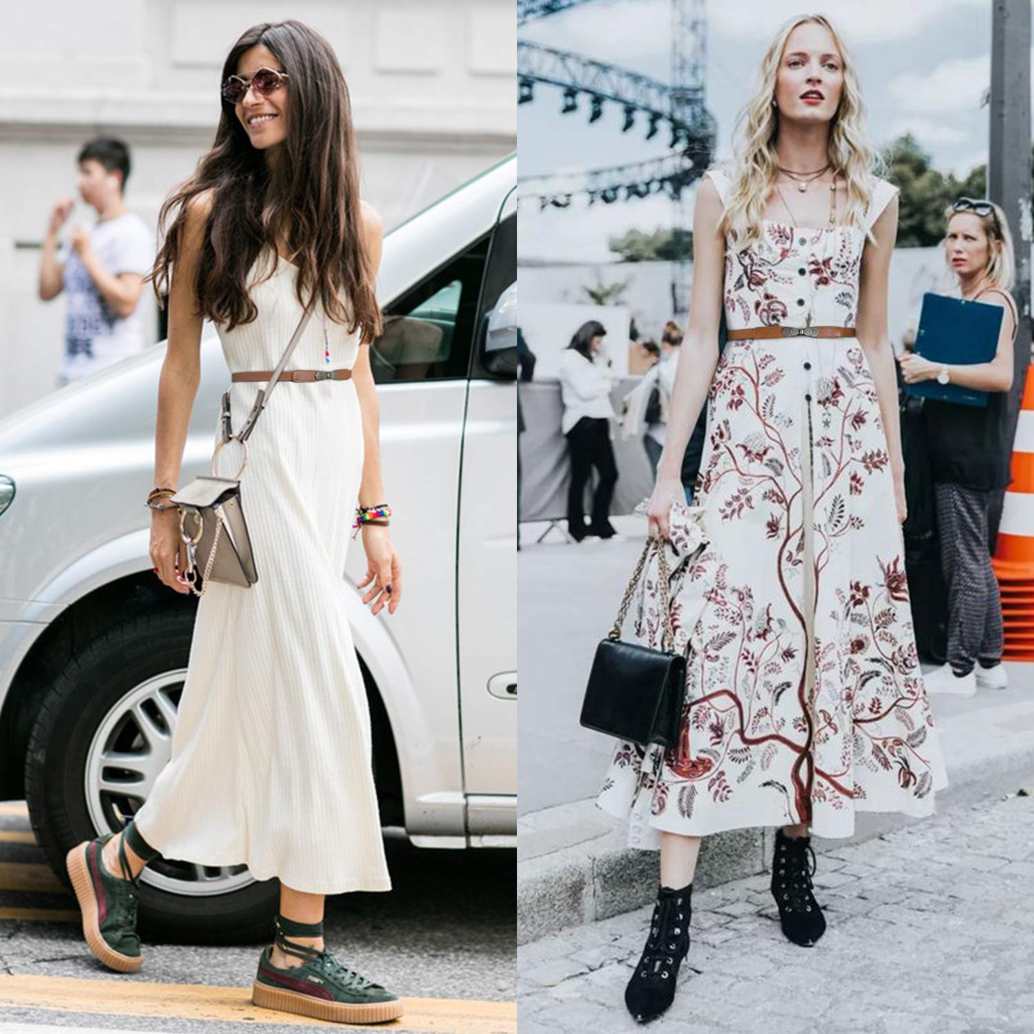 Women Skinny Elastic Stretch Belt for Dresses Retro Ladies Waist Cinch Thin Belt By JasGood