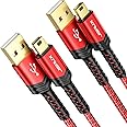 JSAUX Mini USB Cable[2-Pack 3.3ft+6.6ft], USB 2.0 Type A to Mini B Fast Charging Braided Cord Compatible with Blue Yeti Micro