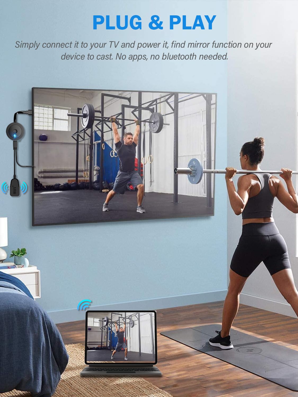 DARLYOR 4K 1080P Wireless Display Adapter, Cast PPT, Movies from i-Phone, Tablet, i-Pad, Laptop, PC to TV, Projector, Monitor - Wireless HDMI Screen Mirroring Dongle - Supports Airplay/Mircast/DLNA