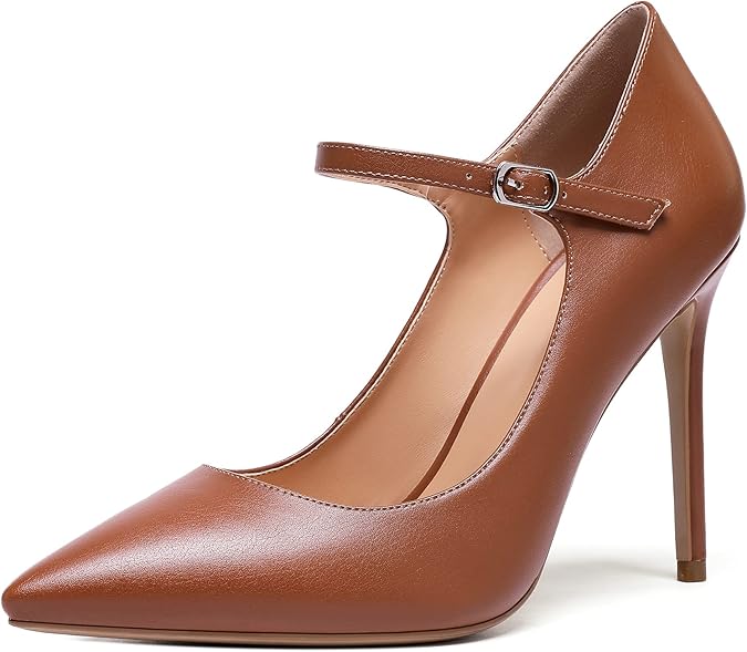 Amazon.com | YODEKS Women's Pointed Toe Ankle Strap High Heel Mary Jane Stietto Heel Dress Party 