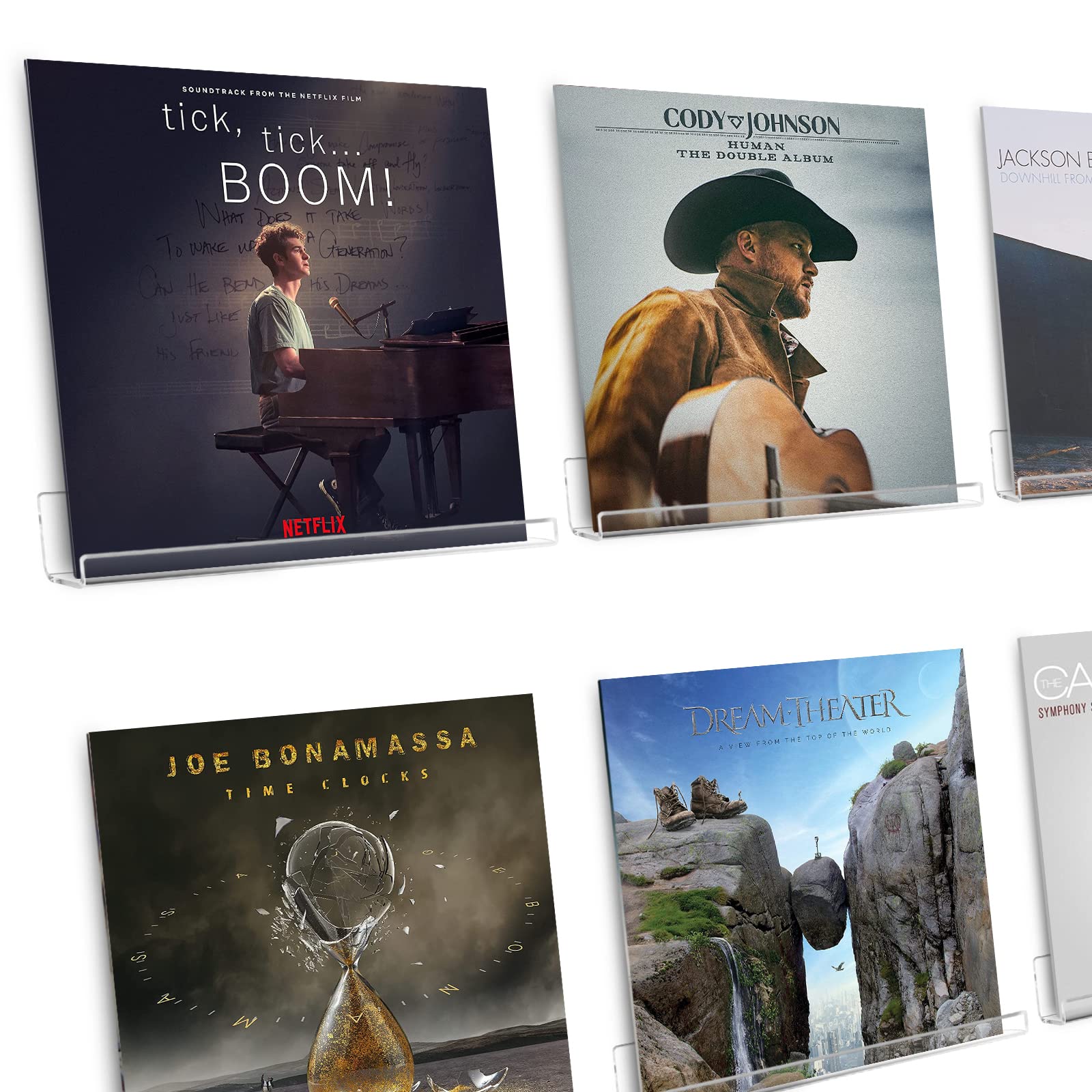 LileZbox Acrylic Clear Album Record Holder Display 6 Pack, Vinyl Record Shelf Wall Mount in Office Home (12''(4 x 30 x 4cm)