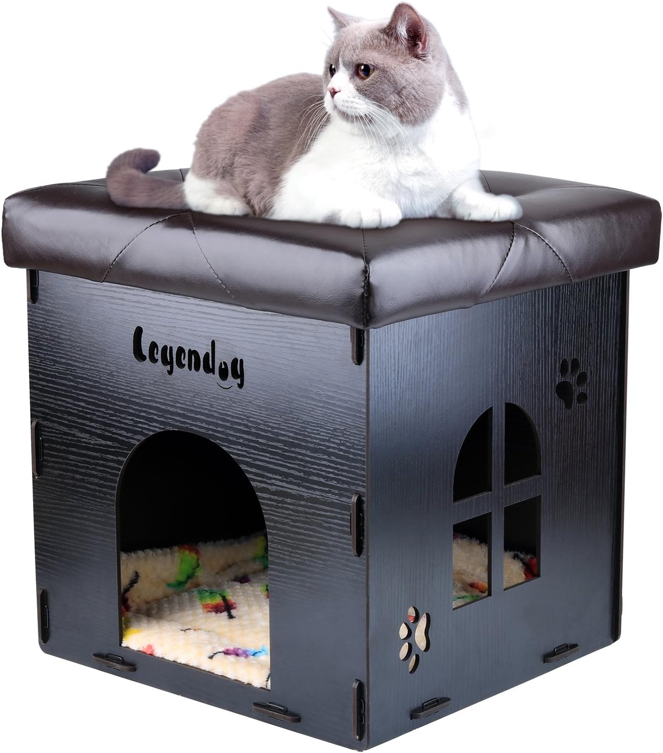 Cat House, Legendog Foldable Pet Cat Dog Hideaway Ottoman+ FREE Pet