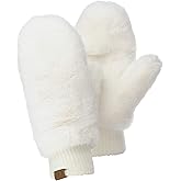 C.C Women's Faux Fur Wrist Length Fingerless Sherpa Lined Convertible Mittens Gloves