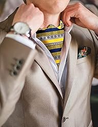 Ailisus Ascot and Lapel Pin Set Man Gold Blue
