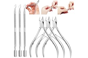 QUSMEIYICI 6PCS Cuticle Trimmer with Cuticle Pusher,Cuticle Kit Cuticle Nippers Manicure Set Pedicure Tools Nail Tools Professional Cuticle Cutters for Nails Professional Manicure and Pedicure Set Nail Care Kit