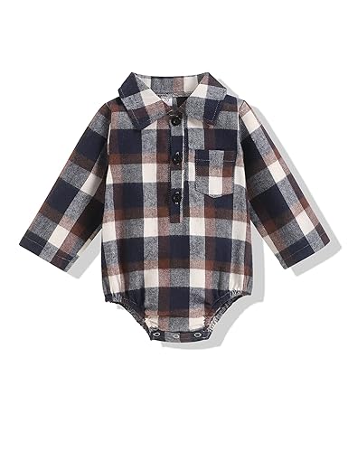 Newborn Baby Girl Boys Christmas Outfits Plaid Flannel Shirt Long