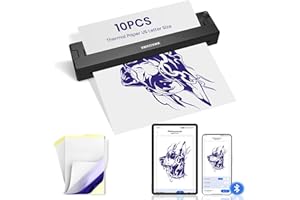 XWKOXWK Tattoo Stencil Printer Machine for Tattoo Artists&Beginners,with 3 pcs Tattoo Transfer Paper and Folded Paper,Compatible with Phone/Pc&Pad,Portable Bluetooth Thermal Inkless Wireless Printer