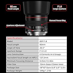 F 85mm f1.8 Portrait Lens - MF for Nikon