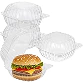 mekueeex 100 Pack Disposable Plastic To Go Containers with Clear Lids, 5.8 x 5.8 x 3.15 Inch Hinged Top Square Clamshell Food Boxes for Salad, Dessert, Bakery Supplies