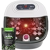 drizo Foot Spa Bath Massager with Heat, Vibration, Temp Control, Bubbles, Epsom Salt and Red Light,Foot Soaker with 22 Massage Rollers,Foot Bath Massager for Relax,Black