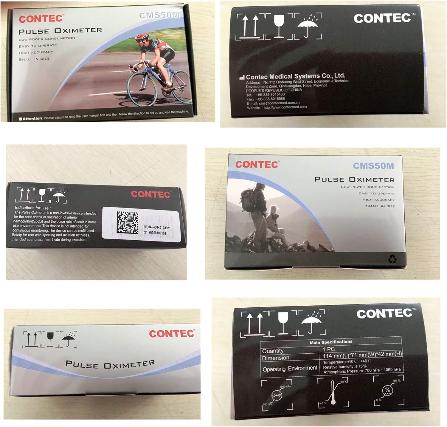 CONTEC LED CMS50M Pulse Oximeter,SpO2 and PR Value Waveform Blood Oxygen, Neck/Wrist Cord: Health & Personal Care