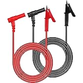 Multimeter Alligator clips Test Leads,3Ft 600V/1000V 14 AWG Heavy Duty Banana Plug to Alligator Clips for Multimeter test leads for for Fluke/AstroAI/INNOVA/Klein meter tester, Electrical Testing 2PCS