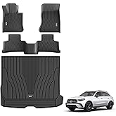 3W Floor Mats and Cargo Liner Compatible for Mercedes Benz GLC (Not Fit Coupe) 2023 2024 2025 2026, TPE All Weather for GLC300/GLC300e/GLC43 AMG Floor Liner and Cargo Mats