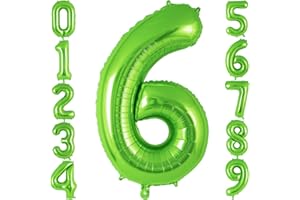 AIQINHU Green Number 6 Balloon 40 Inch, Big Large Foil Helium Number Balloons, Jumbo Giant Mylar Number 6 Balloons for 6 Year Old Birthday Party Decorations Supplies Anniversary Celebration