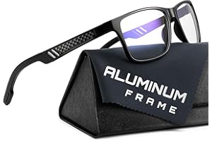 IBOANN Carbon Blue Light Blocking Glasses Men for Computer, Gaming, Metal Frame Green Light Protection Night Driving Glasses for Man