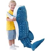 Mukouxun Whale Shark Stuffed Animal 39 Inch Giant Shark Plush Pillow Toy | Giant whale shark plush in gift box for shark lovers and ocean fans, a Christmas, birthday and holiday gift option