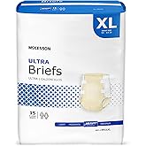 McKesson Ultra Briefs, [60 Count], XL, 58-64 in. Incontinence Adult Diapers with Tabs, Heavy Absorbency, Unisex, Disposable, Elastic Leg Gathers and Contoured Fit for Men and Women