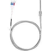 Waterproof RTD PT100 Temperature Sensor - Jaybva Stainless Steel 3 Wire Thermistor Probe for PID Temperature Controller NPT 1/4" Inch Pipe Thread with Insulation Lead Shield Wire -50~500℃ with 2m Wire