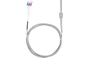 Waterproof RTD PT100 Temperature Sensor - Jaybva Stainless Steel 3 Wire Thermistor Probe for PID Temperature Controller NPT 1/4" Inch Pipe Thread with Insulation Lead Shield Wire -50~500℃ with 2m Wire