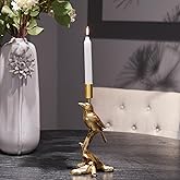 Candlestick Holder Indoor Home Decor - Resin Vintage Candle Holder Gold Bird Decorations Holiday Wedding Tabletop Centerpiece Candle Sticks Holder Decor 5.5 * 5 * 11.25 Inch Braxio